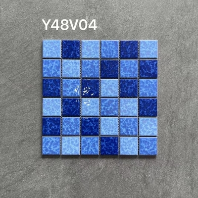 สระว่ายน้ําผสม โมไซค์ เซรามิกไทล์ สีฟ้า 48x48mm