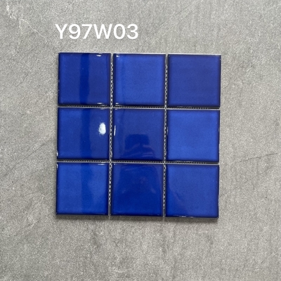 कोबाल्ट ब्लू ग्लेज्ड स्विमिंग पूल मोज़ेक सिरेमिक टाइल 97x97mm होटल विला के लिए