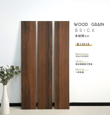Glazed Ceramic Indoor Wooden Tile 200X1200 For Living Room / Bedroom