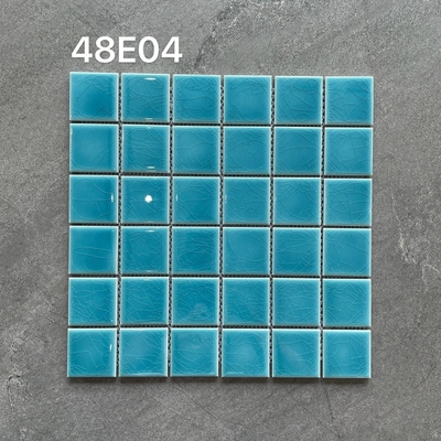 Porcelain Ice Crackle Mosaic Tile 300x300 Glazed Aqua Blue for Swimming Pool