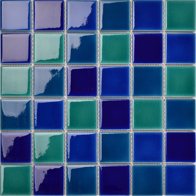 Blended Blues Glass Ceramic Mosaic Tiles 300x300mm for Swimming Pool