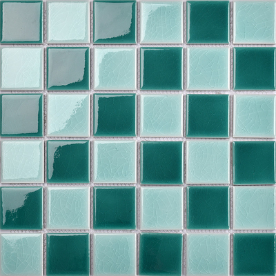 Ice Crackle Square Glossy Ceramic Mosaic Tile 48X48mm For Swimming Pool