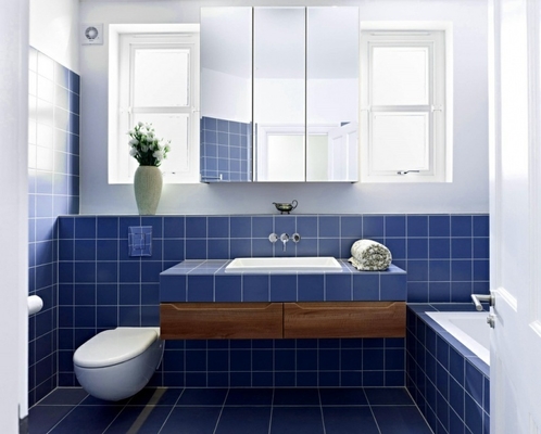 Blue Ocean Wave Ripple Ceramic Mosaic Tile Smooth Square 97X97mm for Swimming Pool