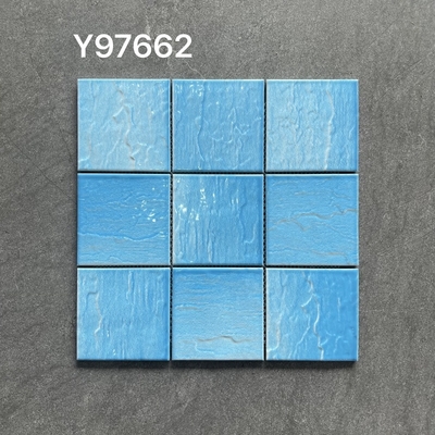 Swimming Pool Blue Ceramic Mosaic Tiles Waterproof 97x97 For Hotels / Schools