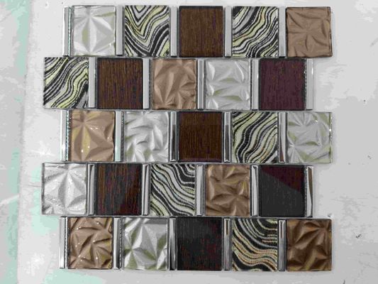 Latest Design Kitchen Backsplash Wall Mosaic Bathroom Glass Mix Aluminum Mosaic Tile