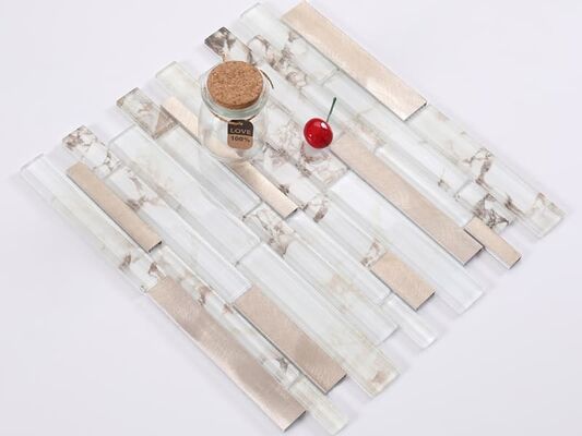 Long Strip Glass Mixed Aluminum Mosaic For Wall Decoration For Bathroom And Kitchen