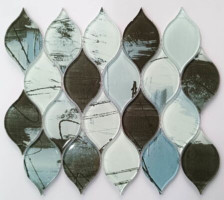 Leaves Beveled Colorful Glass Mosaic Tiles From China Supplier