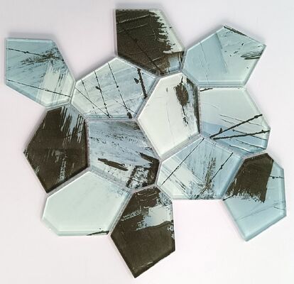 China wholeseller of Modern Irregular Beveled Mix Pattern Glass Mosaic Tiles