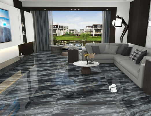 Modern 60X120 Ceramic Flooring Dark Marble Pattern Faux Porcelain Floor Tiles Black Firebrick Design