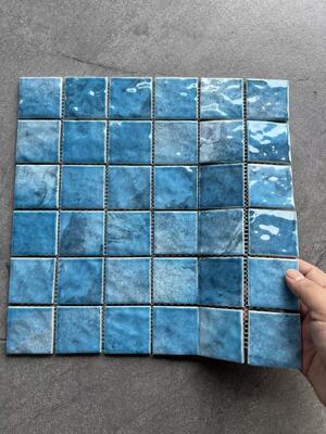 Bathroom Swimming Pool 48mm*48mm Blue Ceramics Mosaic