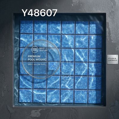 China Hot Sale 48x48mm/300x300mm Blue and Green Glossy Swimming Pool Mosaic Tile for Sale